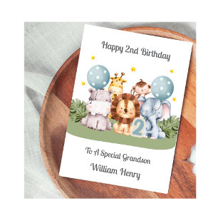 Carte d'animaux de safari pour le 2ème anniversair