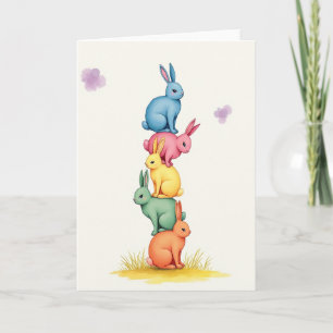 Carte d'animaux pastel empilés