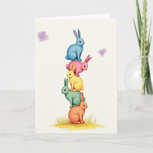 Carte d'animaux pastel empilés (Devant)