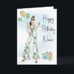 Carte d'anniversaire<br><div class="desc">Carte d'anniversaire de mode personnalisée. Carte d'anniversaire adulte. Ajoutez le nom du destinataire ou supprimez entièrement le texte. Fun cadeau d'anniversaire carte de mode pour votre bestie. Carte d'anniversaire amusante. Consultez ma boutique pour connaître les différentes couleurs de cheveux et de couleur de peau.</div>