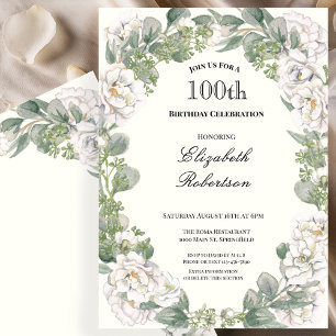 Carte d'anniversaire 100 ans femme Bordure Florale