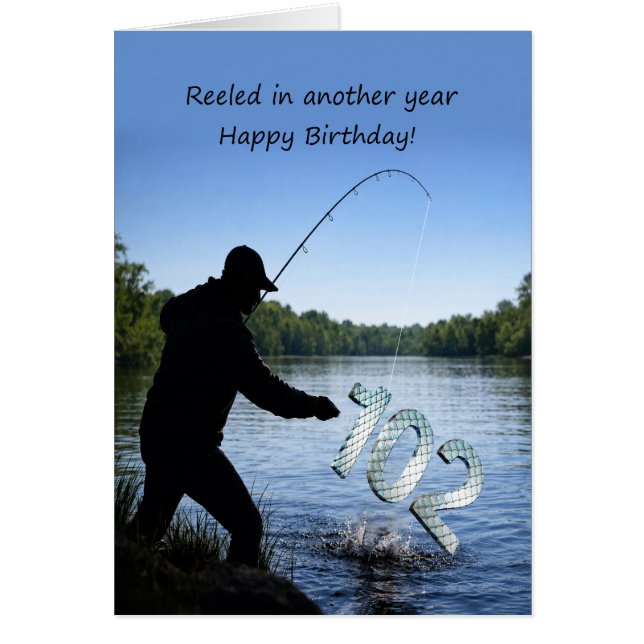 Carte d'anniversaire 102 ans pour un pêcheur  (Devant)