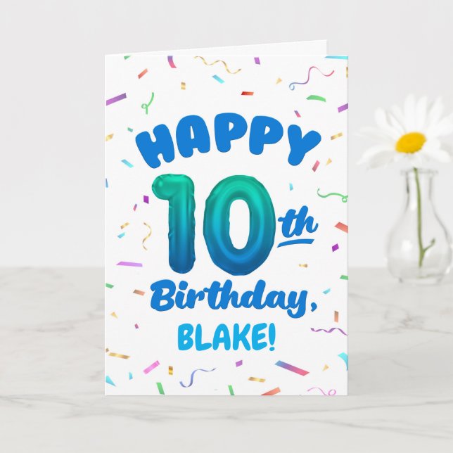 Carte d'anniversaire 10 ans avec nom personnalisé (Petite plante)
