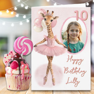 Carte d'anniversaire 10 ans avec une girafe dans u