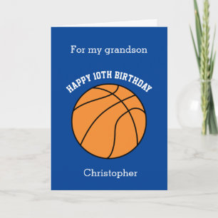 Carte d'anniversaire 10 ans Sport Basket-ball Bleu