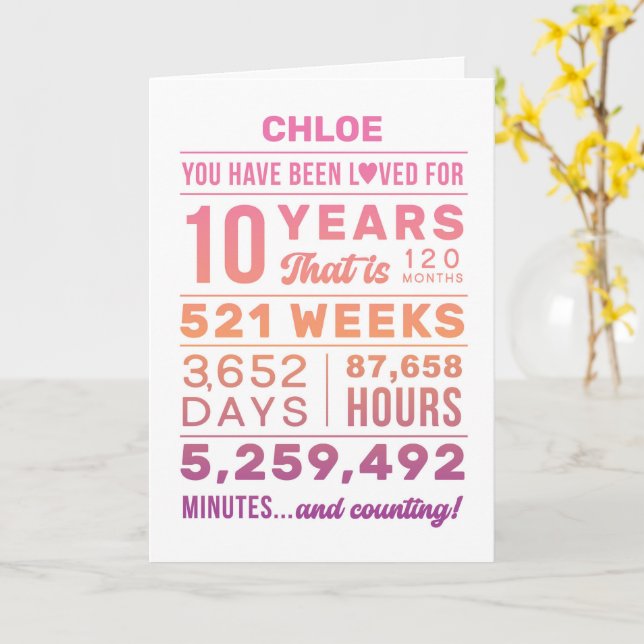Carte d'anniversaire 10 ans « Vous avez été aimé » (Fleur jaune)