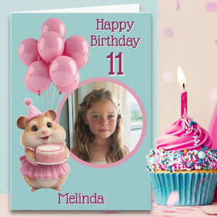 Carte d'anniversaire 11 ans avec une photo de hams