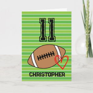 Carte d'anniversaire 11 ans Cœur et Football
