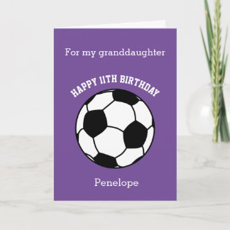 Carte d'anniversaire 11 ans Purple Soccer Sport