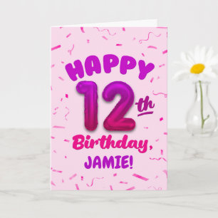 Carte d'anniversaire 12 ans avec nom personnalisé