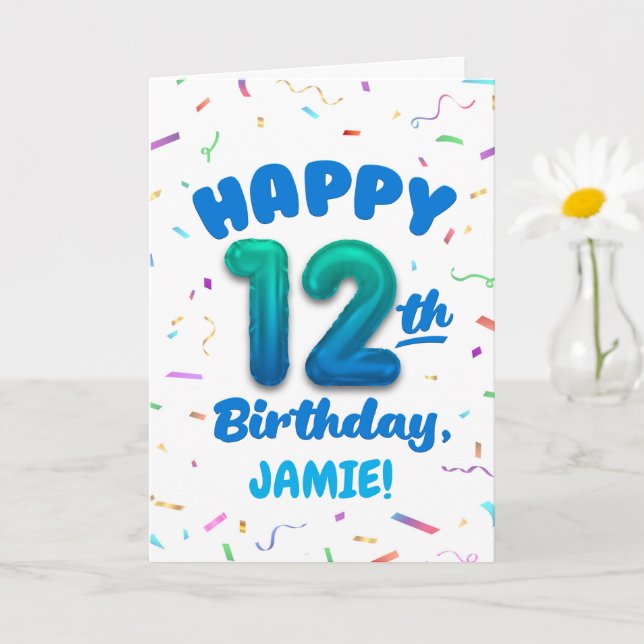 Carte d'anniversaire 12 ans avec nom personnalisé (Petite plante)