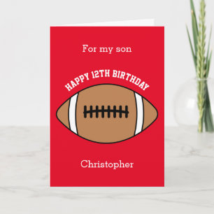 Carte d'anniversaire 12 ans Football Sport Rouge