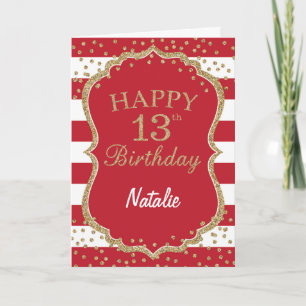 Carte d'anniversaire 13 ans avec confettis paillet