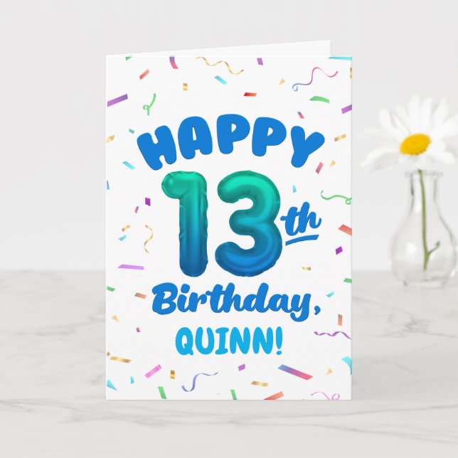 Carte d'anniversaire 13 ans avec nom personnalisé (Petite plante)