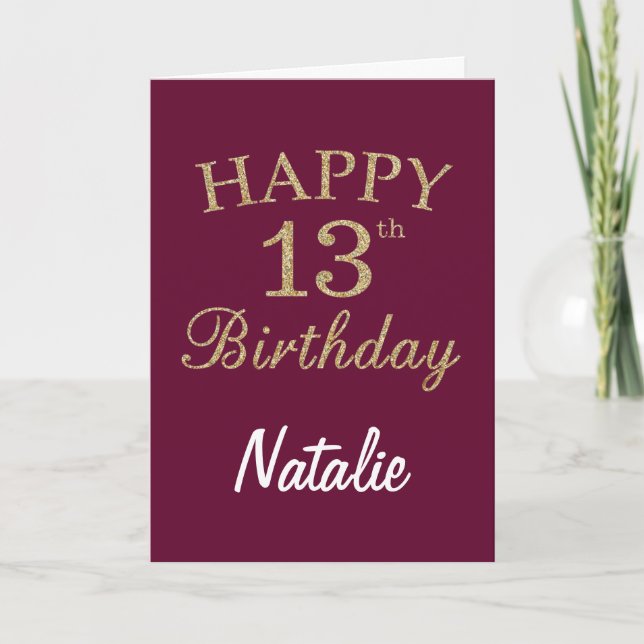 Carte d'anniversaire 13 ans pailletée rouge Bourgo (Devant)