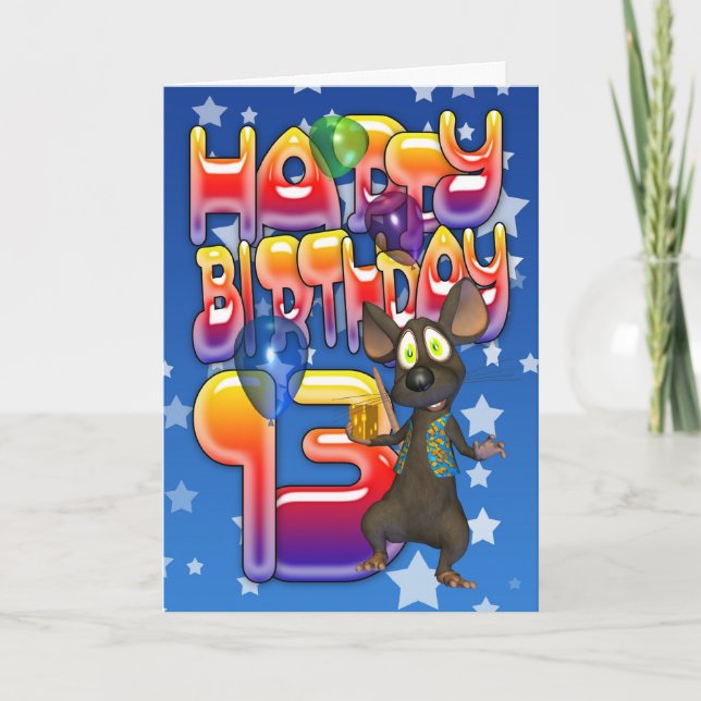 Carte d'anniversaire 13e, Joyeux anniversaire (Devant)