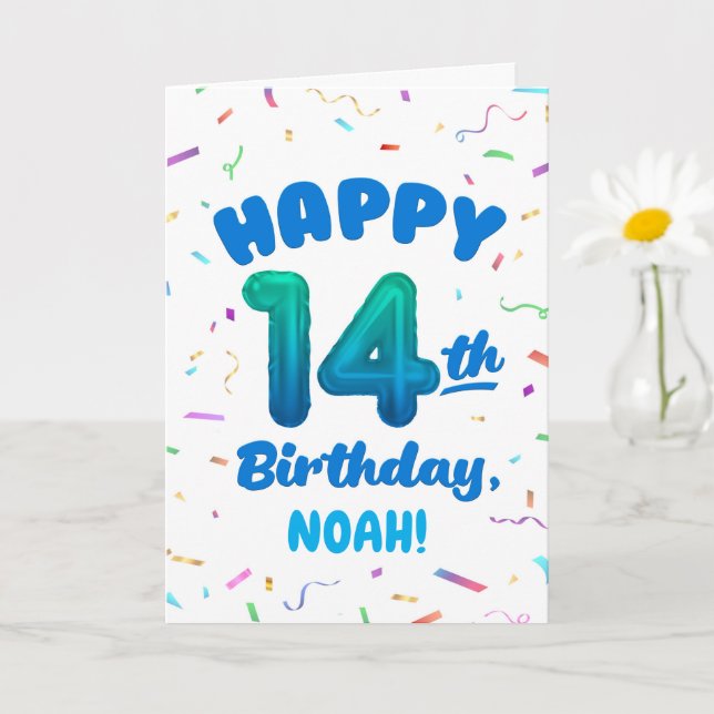 Carte d'anniversaire 14 ans avec nom personnalisé (Petite plante)