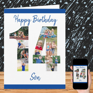 Carte d'anniversaire 14 ans grande photo collage p