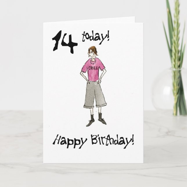 Carte d'anniversaire 14e pour un garçon (Devant)