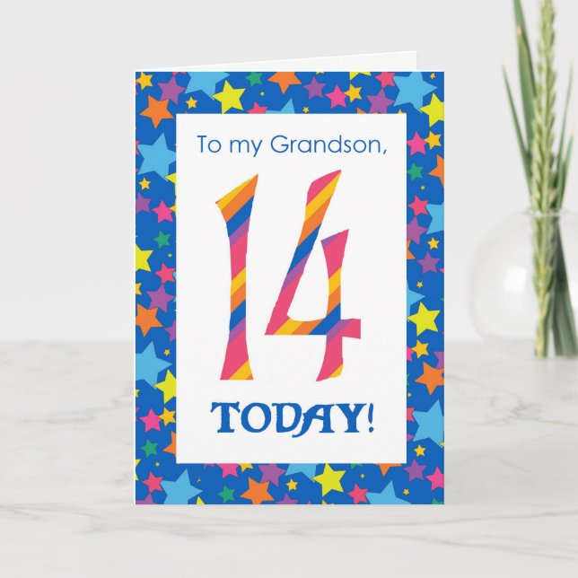 Carte d'anniversaire 14th Birthday pour Grandson,  (Devant)