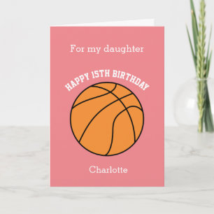 Carte d'anniversaire 15 ans Sport Basket-ball Rose