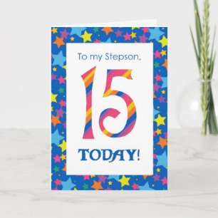 Carte d'anniversaire 15e pour un Stepson Stripes a