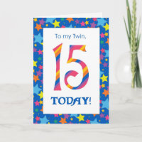 Carte d'anniversaire 15e pour un Twin Stripes et d