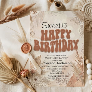 Carte d'anniversaire 16 ans sauvage boho fleur