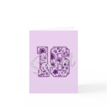 Carte d'anniversaire 16 ans Sweet 16 - Nombre flor
