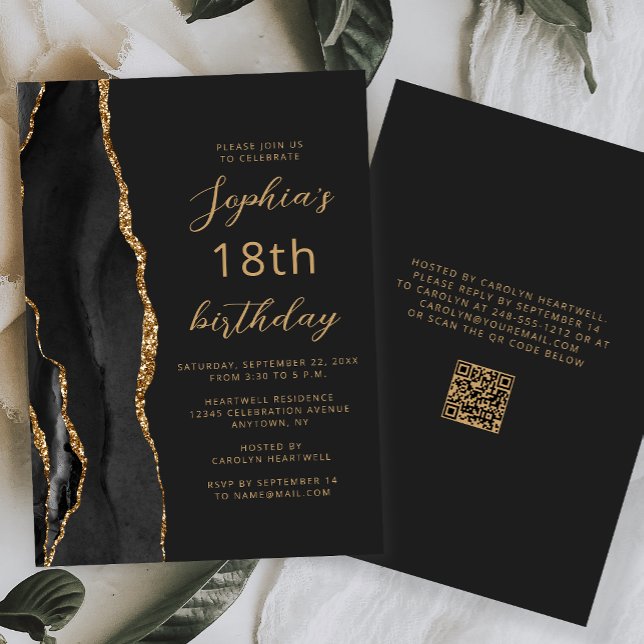 Carte d'anniversaire 18 ans à code QR foncé avec é (Créateur téléchargé)