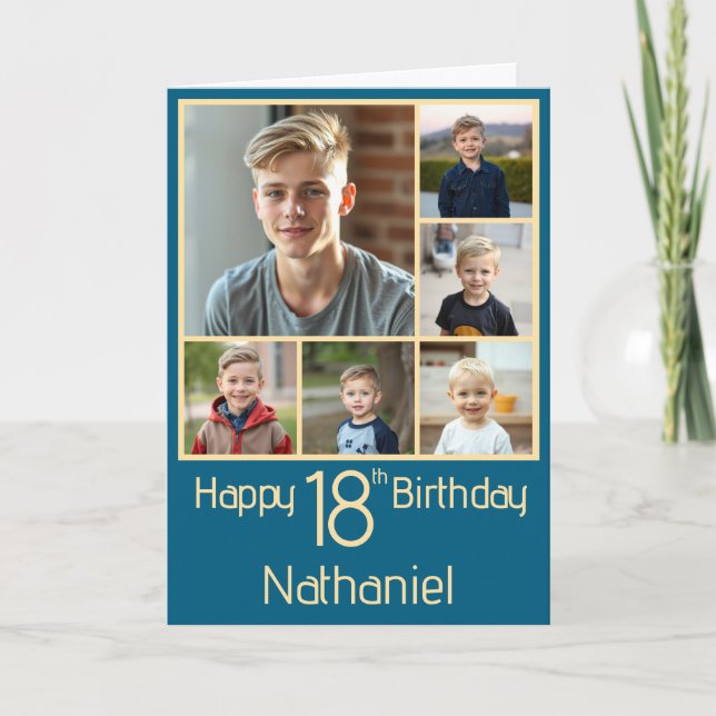 Carte d'anniversaire 18 ans à six photos (Devant)