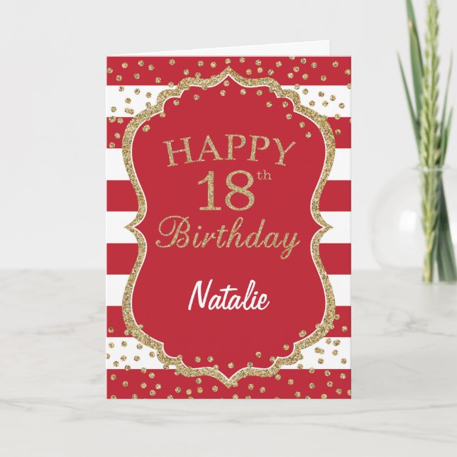 Carte d'anniversaire 18 ans avec confettis paillet (Devant)
