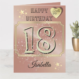 Carte d'anniversaire 18 ans personnalisée en or ro