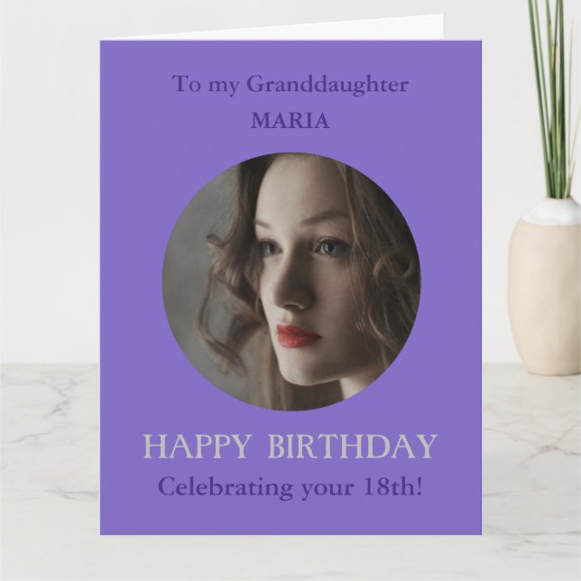 Carte d'anniversaire 18e Grande fille violet (Devant)