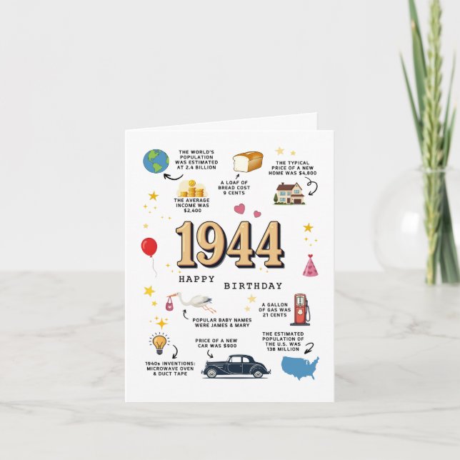 Carte d'anniversaire 1944 pour papa ou maman (Devant)