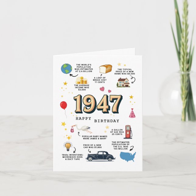 Carte d'anniversaire 1947 pour papa ou maman (Devant)