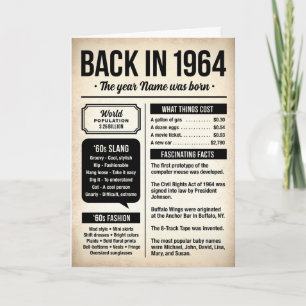Carte d'anniversaire 1964 Faits amusants