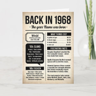 Carte d'anniversaire 1968 Back in the Day, Faits a