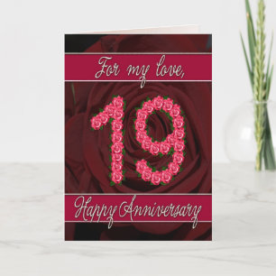 carte d'anniversaire 19 ans avec des roses et des