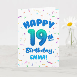 Carte d'anniversaire 19 ans avec nom personnalisé