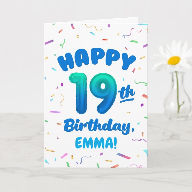 Carte d'anniversaire 19 ans avec nom personnalisé (Petite plante)