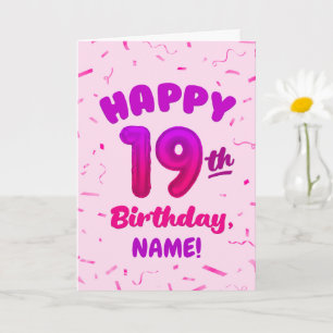 Carte d'anniversaire 19 ans avec nom personnalisé