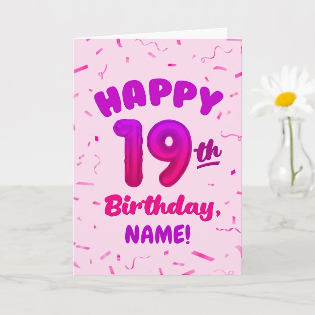 Carte d'anniversaire 19 ans avec nom personnalisé (Petite plante)
