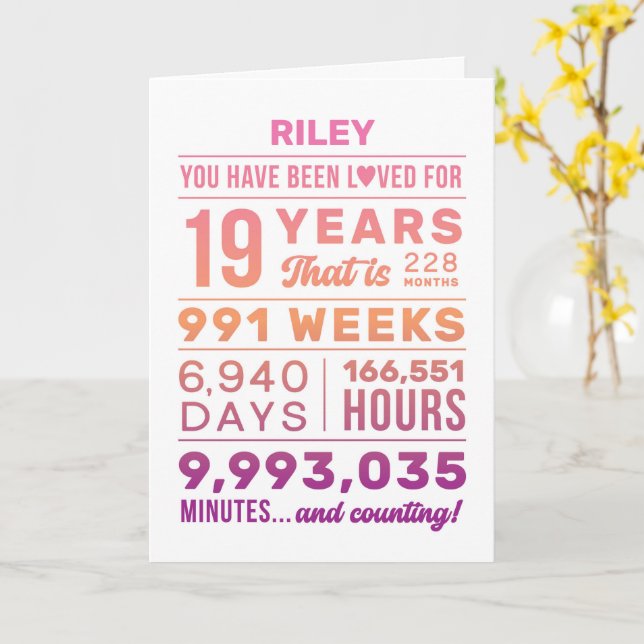 Carte d'anniversaire 19 ans « Vous avez été aimé » (Fleur jaune)