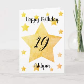 Carte d'anniversaire 19 ans Watercolor Stars