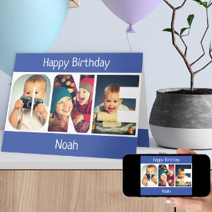 Carte d'anniversaire 1 an Garçon Lettres Bleues UN