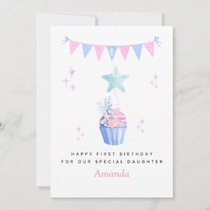 Carte d'anniversaire 1ère année Fille sous-marine