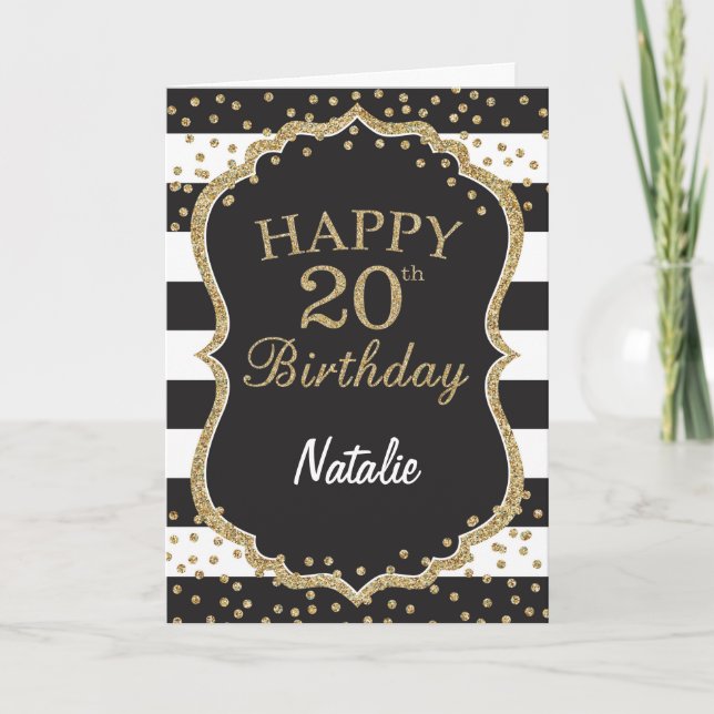Carte d'anniversaire 20 ans avec confettis paillet (Devant)