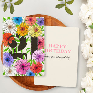 Carte d'anniversaire 21 ans Florale Bege Colorée