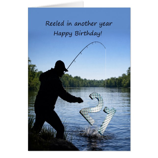 Carte d'anniversaire 21 ans pour pêcheur  (Devant)